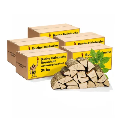 Produktbild von Neandertaler Feuer Brennholz Buche Kaminholz - Buchenholz Grillholz 25 cm 150 kg | Hartholz Feuerholz | Holz für Grill Kamin Smoker Ofen | Firewood