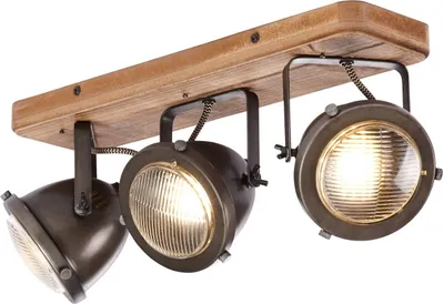 Produktbild von BRILLIANT Deckenstrahler Carmen Wood  | ausgefallene 3 flammige Spotbalken Leuchte | burned steel holz | 3x GU10 max. 5W | IP20