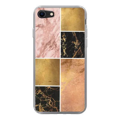 Produktbild von MuchoWow® Handyhülle Schutzhülle Hülle für iPhone SE 2022 Marmor - Rosa - Gold Silikon Softcase Handy Hülle - Schutzhülle