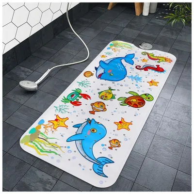 Obrázok produktu pre Protisklzová podložka pod sprchu, antibakteriálna, 40 x 100 cm, podložka do vane, umývateľná v práčke, PVC