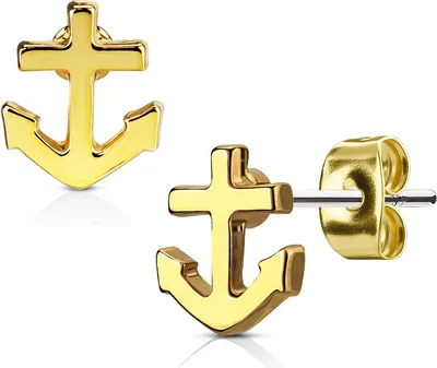 Produktbild von 1 Paar Damen Ohrstecker Ohrringe Edelstahl Anker Anchor Autiga®