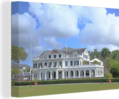 Produktbild von OneMillionCanvasses® - Leinwandbilder - 140x90 cm, Präsidentenpalast in Paramaribo, Wandbilder Kunstdruck Wanddekoration