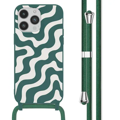 Produktbild von imoshion SilikonHülle design mit Band iPhone 14 Pro Max - Petrol Green Groovy