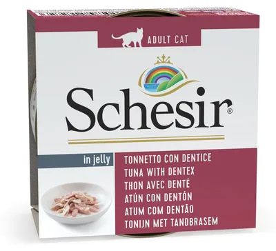 Produktbild von Schesir Cat in Gelatine Adult 85 g Thunfisch mit Zahn