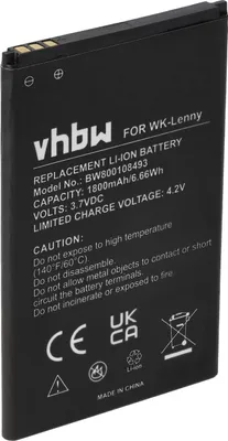 Produktbild von vhbw Akku Ersatz für Wiko 3702, 5030 für Handy Smartphone Telefon (1800 mAh, 3,7 V, Li-Ion)