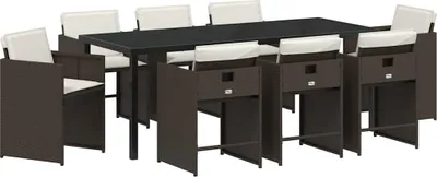 Obrázok produktu pre Záhradný jedálenský set 9 pcs Hnedá polyratan
