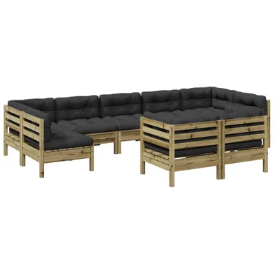 Produktbild von "2026 Aktion" 9-tlg. Garten-Lounge-Set - elegantes Design - Sitzgruppe/Gartengarnitur - mit Kissen Kiefernholz Imprägniert - Terassenmöbel NeuMöbel549486