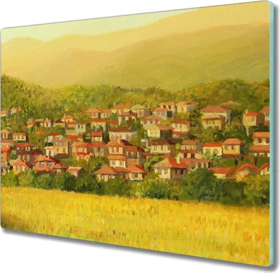 Produktbild von Coloray Hackbrett Küchenbrett Kochplattenabdeckung Schneidebrett Herdabdeckplatte 60x52 cm - Bäume Stadt Bergnatur