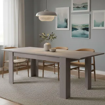 Produktbild von Ausziehbarer Esstisch, Ausziehbare Konsole, Moderner Tisch mit Auszügen, 160 / 220x88h80 cm, Zementfarbe