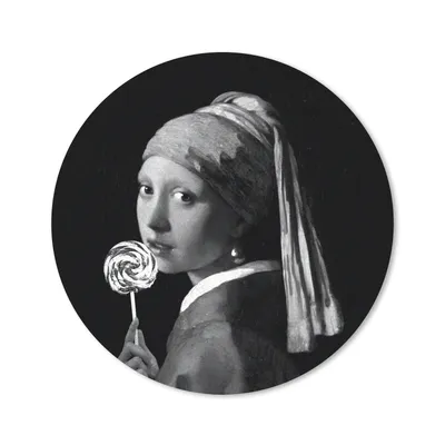 Produktbild von MuchoWow® Mauspad Mousepad Das Mädchen mit dem Perlenohrring - Johannes Vermeer - Schwarz und weiß 20x20 cm - Mousepads - Maus Mat - Pad - Mausunterlage - Schreibtischmatte