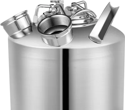 Image de Bidon de nettoyage pour systèmes de distribution de bière - Kit de nettoyage pour systèmes de distribution de bière - Bidon de 10 litres sous pression - Acier inoxydable - Robinet de distribution à 2 becs - Argenté