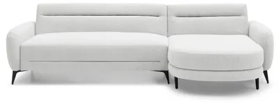 Image de MENZZO Canapé d'angle convertible avec méridienne arrondie Milord Tissu texturé Crème