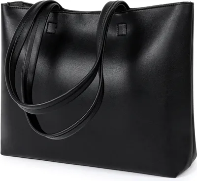 Produktbild von MoFut Damen Henkeltaschen, Einfache Handtaschen Kunstleder Tote Shopper Bag für Arbeit, Schule, Einkauf mit Reißverschluss und Innentasche, Schwarz