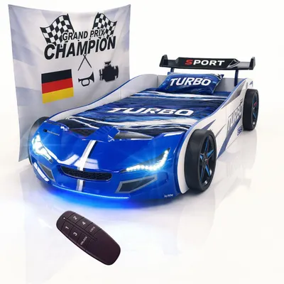 Produktbild von Autobett GTE Kinderbett im Rennwagen-Design mit Lattenrost Farbe Blau
