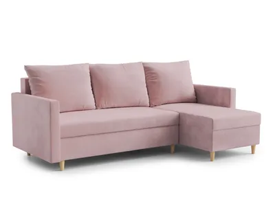 Image de AX LIVING Walston Canapé 3 places avec fonction sommeil - Canapé d'angle en velours 224cm rose