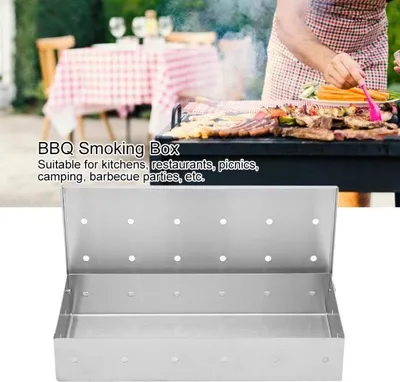 Produktbild von Räucherbox aus Edelstahl mit großem Fassungsvermögen, Räucherbox für Holzchips, Grillzubehör - DUO