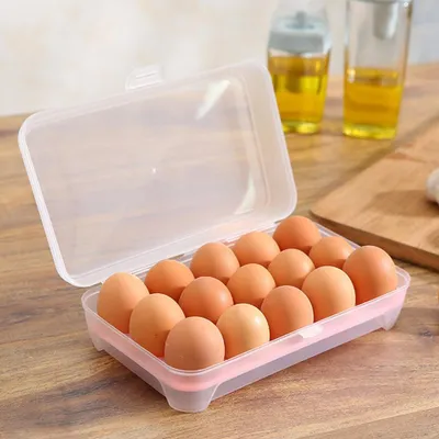 Zdjęcie produktu dla 1Pc Pojemnik do przechowywania jajek Pudełko 15 Siatka Plastikowa taca Organizer na jajka do lodówki (różowy)