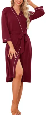 Imagen del producto de Bata de mujer - Kimono ligero con bolsillos - Rojo oscuro