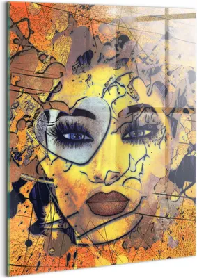 Produktbild von Designer Glasbild - Wandbild - Glas Bild - 60x80 cm - Gesicht Und Herzauge Der Frau