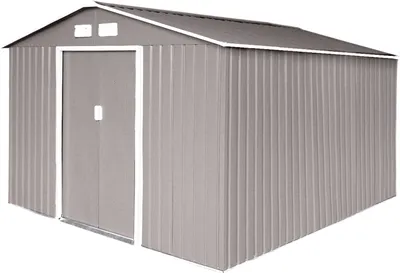 Produktbild von HATTORO S300 XXXL Metall Gerätehaus Geräteschuppen Gartenhaus Schuppen 277x319x192cm Hellgrau