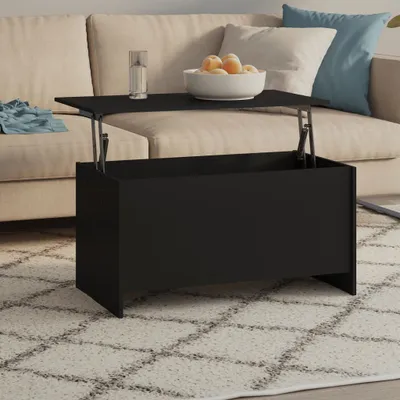 Image de vidaXL Table basse noire 102x55,5x52,5 cm Bois composite - Table basse - Tables basses - Table basse réglable en hauteur - Table d'appoint