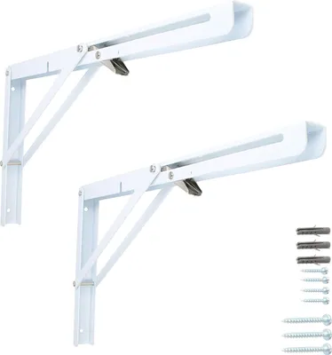 Produktbild von Klappkonsole 1 Paar Regalbodenhalter Klapptischhalterung Klappwinkel Regalträger Weiß 400mm x 215mm