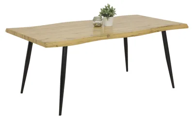 Produktbild von Baumkantentisch >GABI< in Wildeiche Nachbildung, Holzwerkstoff (MDF) - 180x76x100 (BxHxT)