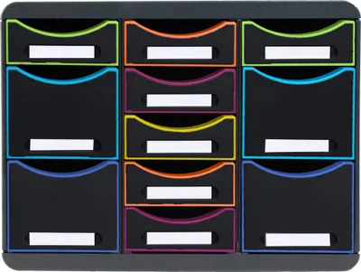 Produktbild von Exacompta Schubladenbox STOREBOX MULTI 11offene Schub Schwarz/Harlekin 313914D