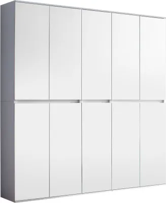 Produktbild von Minor Kleiderschrank 10 Türen, weiss, Spiegel.