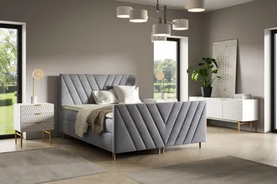 Obrázek produktu pro Kontinentální postel 200x200 ANAMARI PLUS - šedá + topper