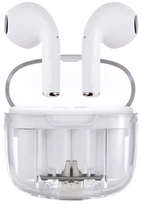 Image de Écouteurs Bluetooth sans fil, transparents. Design carré. Contrôle tactile. Étui de charge magnétique. Autonomie de 12 heures