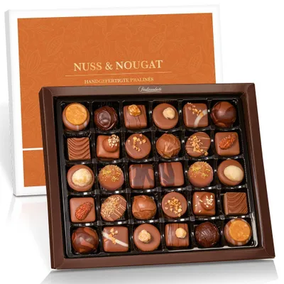 Produktbild von Pralinenbote - 30 handgefertigte Nuss & Nougat Pralinen ohne Alkohol, 390 g