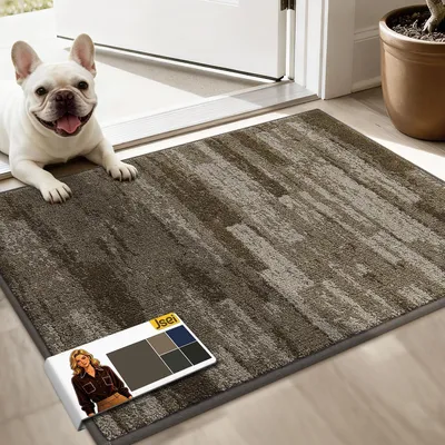 Image de Tapis antidérapant pour intérieur, 50 x 80 cm - Tapis antidérapant lavable en machine - Paillasson étanche - Pour entrée, porte d'entrée et couloir - Marron