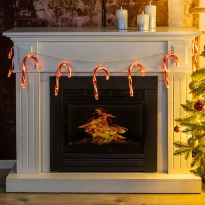 Produktbild von 40 LED Zuckerstangen Lichterkette rot weiß Innen 180 cm Kunststoff