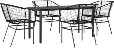 Image de vidaXL Ensemble de salle à manger de jardin 5 pièces en verre de polyrattang noir