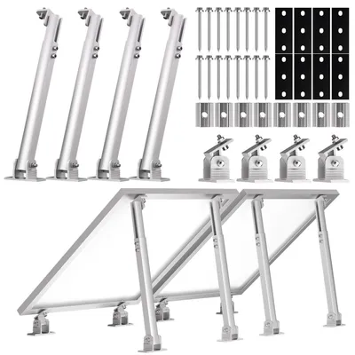 Produktbild von 2 Paar Aufständerung Solarmodul Halterung Balkonkraftwerk Flachdach PV Modul Halterung Alu 15-30° Verstellbare Solarpanel Dachhalterung