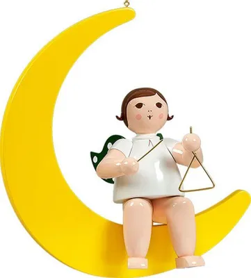 Produktbild von Fensterbild Engel im Mond mit Krone und Triangel Höhe 30cm NEU