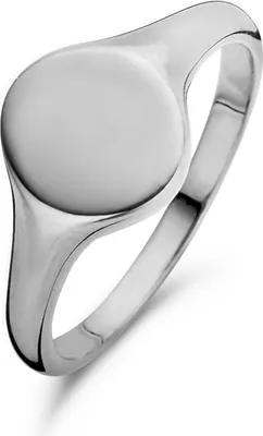 Produktbild von New Bling 9NB-0271 56 Zilveren Ring - Zegelring Rond - maat 56 - Zilverkleurig