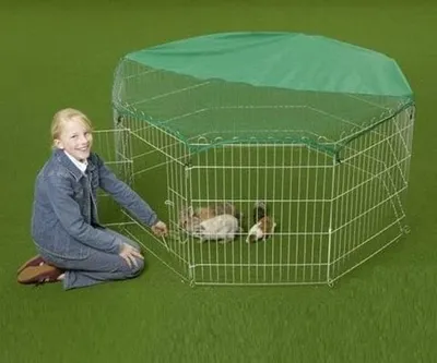 Image de Omgoods - Enclos de jeu pour lapins à 8 panneaux - Sûr et spacieux pour les lapins et les cobayes