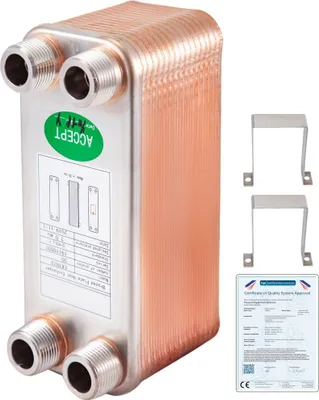 Image de EssenB12 - Échangeur de chaleur à plaques en acier inoxydable 316L - 30 plaques d'échangeur de chaleur - Échangeur de chaleur de chauffage