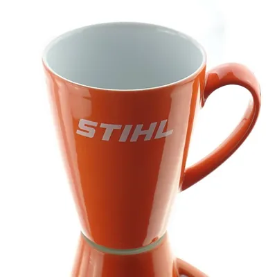 Obrázek produktu pro Hrnek STIHL oranžovo-bílý s nápisy - porcelán