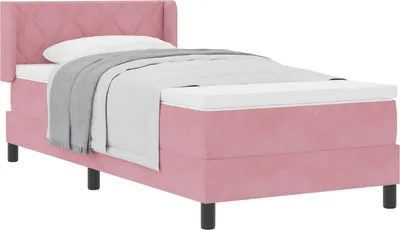 Productafbeelding van Boxspringbed met hoofdeinde Roze 200 x 90 cm Fluweel
