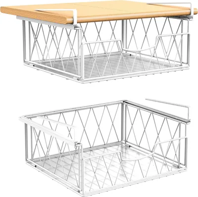 Zdjęcie produktu dla Wiszący kosz do przechowywania 2 szt., metal, biały, do kuchni