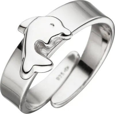 Produktbild von Gr. 46 - Kinder Ring Delfin 925 Sterling Silber Silberring Kinderring verstellbar