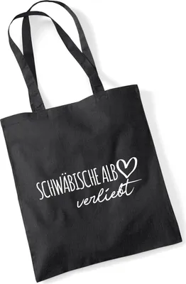 Produktbild von Huuraa Jutebeutel Schwäbische Alb verliebt 10 Liter Black Baumwolle Tasche Geschenkidee