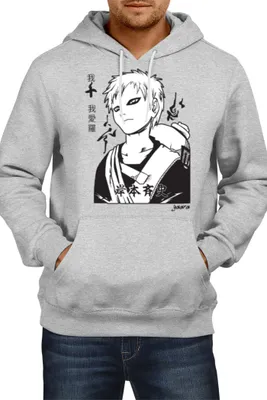 Obrázek produktu pro Pánská Mikina S Kapucí Japan Manga Comics Anime Naruto Gaara 01 Var-044, Man M / Vřesově šedá