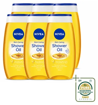 Imagen del producto de 6 unidades de NIVEA Natural, aceite de ducha - 200 ml - Paquete de suministro - 6 piezas