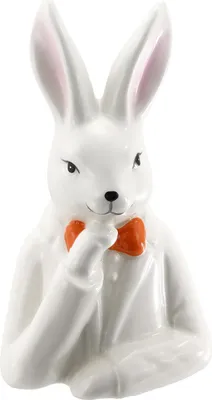 Produktbild von Osterdeko Hasenkopf 13 cm weiß-orange-pink 1 Stück