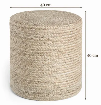 Imagen del producto de Hanse Home: Puf de yute Looma, hecho a mano, otomana, natural, color gris natural - 40x40x40 cm