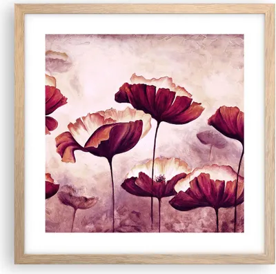 Produktbild von Gerahmtes Poster - Rahmen in heller Eiche - Mohn Blume Wiese - 40x40 cm - Wand Bild - Wanddeko - Wandbilder - Kunstposter - Wandposter - Bilderrahmen - Bilder - Kunstdruck - Wandbild - P2NAC40x40-3934
